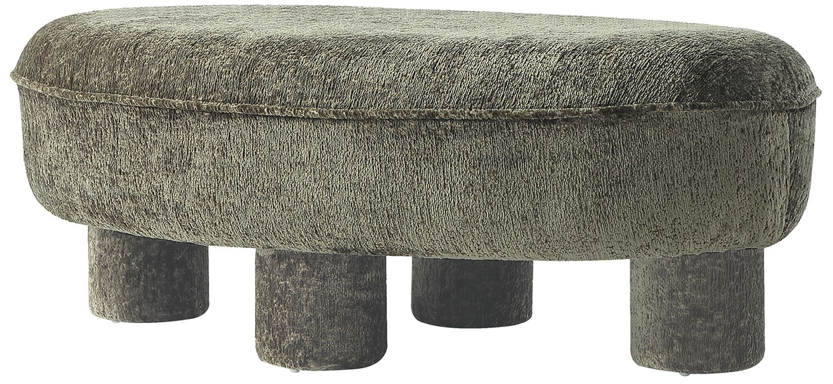 Tribeca Mid-Century Modern Chenille  Accent Ottoman in Olive Green