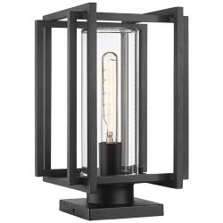 Tribeca Natural Black 1-Light Outdoor Pier Mount with Clear Glass
