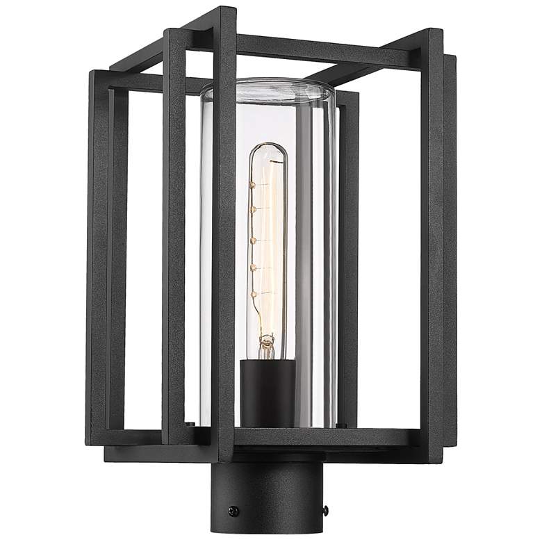 Image 1 Tribeca Natural Black 1-Light Outdoor Post Light with Clear Glass