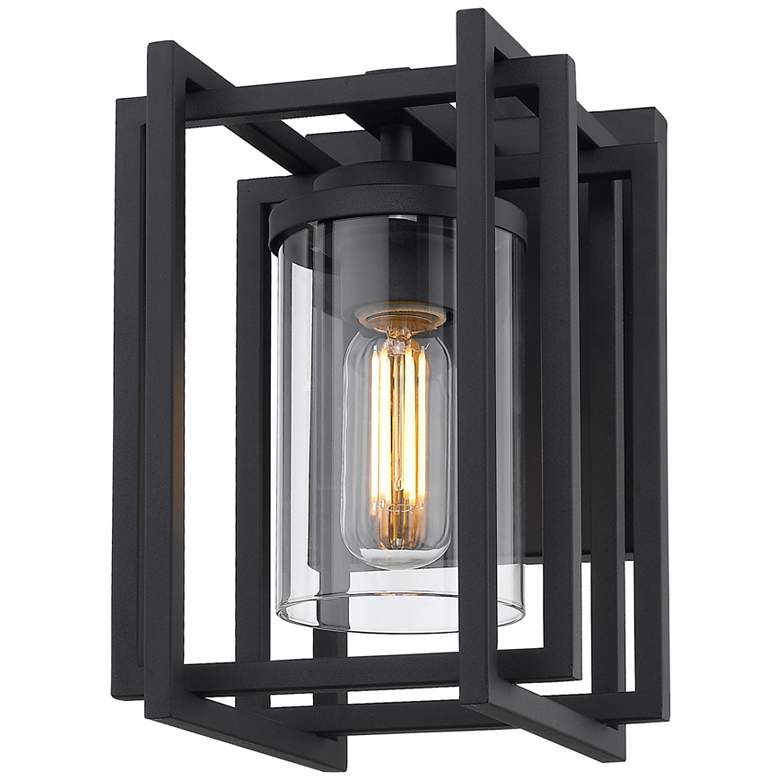 Image 1 Tribeca Natural Black 1-Light Outdoor Wall Light with Clear Glass