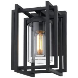 Tribeca Natural Black 1-Light Outdoor Wall Light with Clear Glass