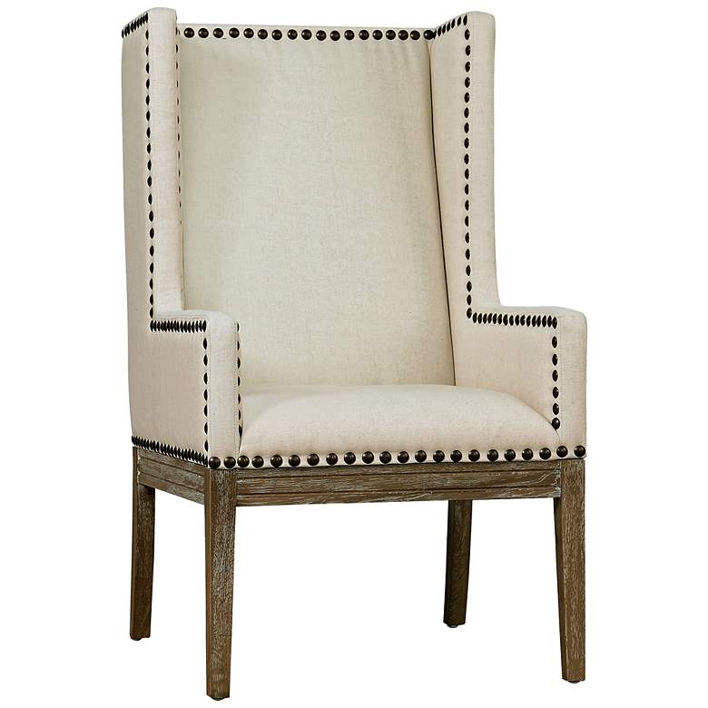 Image 1 Tribeca Reclaimed Oak Beige Linen Armchair