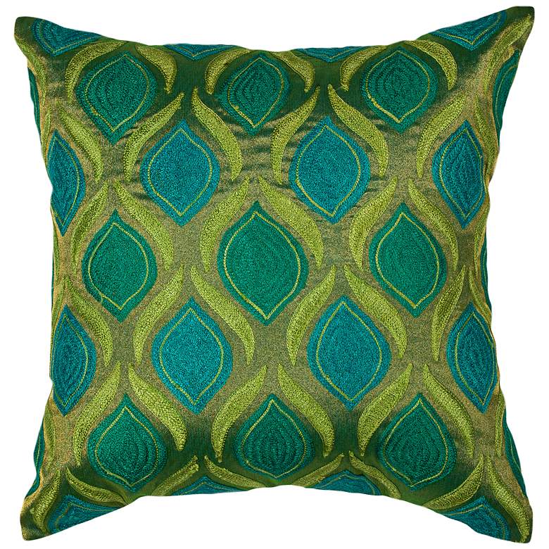 Image 1 Tribeca Teal and Green 18 inch Square Decorative Pillow