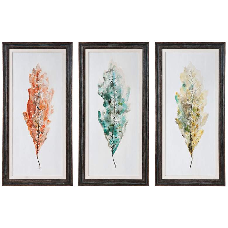 Image 1 Tricolor Leaves 3-Piece 54 3/4 inch High Canvas Wall Art Set