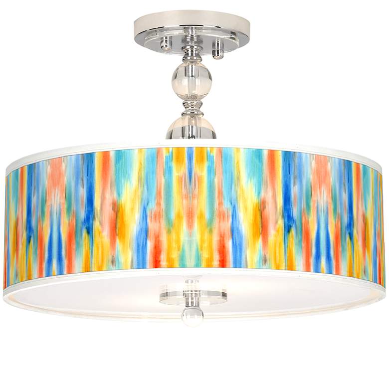 Image 1 Tricolor Wash Giclee 16 inch Wide Semi-Flush Ceiling Light