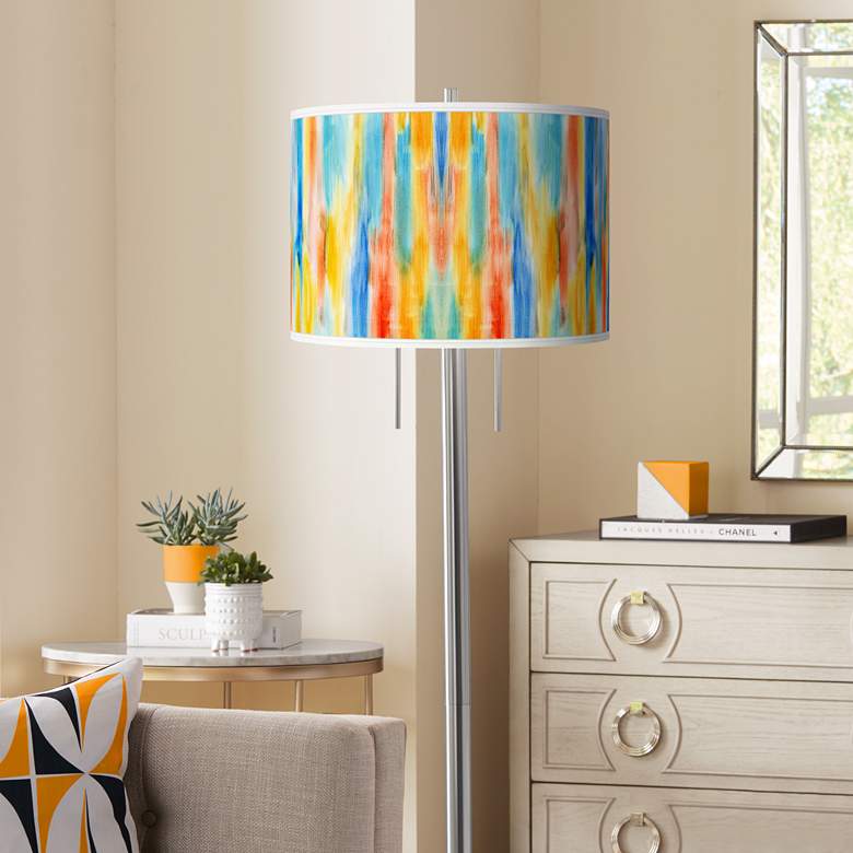 Image 1 Tricolor Wash Giclee Brushed Nickel Garth Floor Lamp