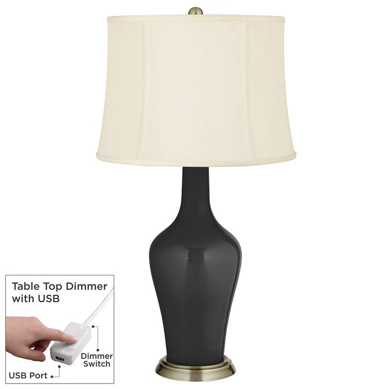 Image 1 Tricorn Black Anya Table Lamp with Dimmer
