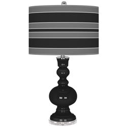 Tricorn Black Bold Stripe Apothecary Table Lamp