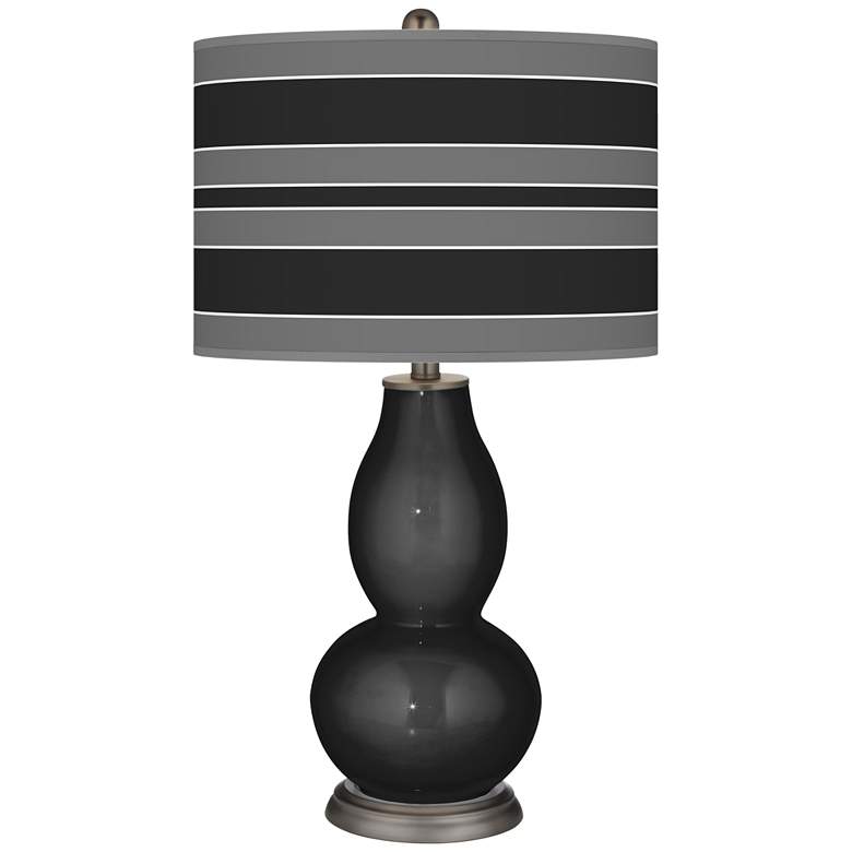 Image 1 Tricorn Black Bold Stripe Double Gourd Table Lamp