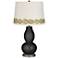 Tricorn Black Double Gourd Table Lamp with Vine Lace Trim
