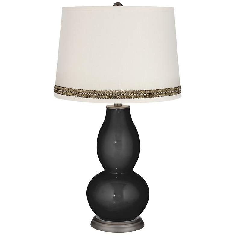 Image 1 Tricorn Black Double Gourd Table Lamp with Wave Braid Trim