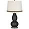Tricorn Black Double Gourd Table Lamp with Wave Braid Trim