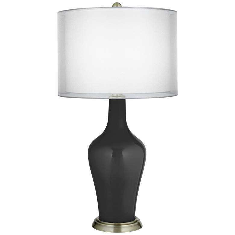 Image 1 Tricorn Black Double Sheer Silver Shade Anya Table Lamp