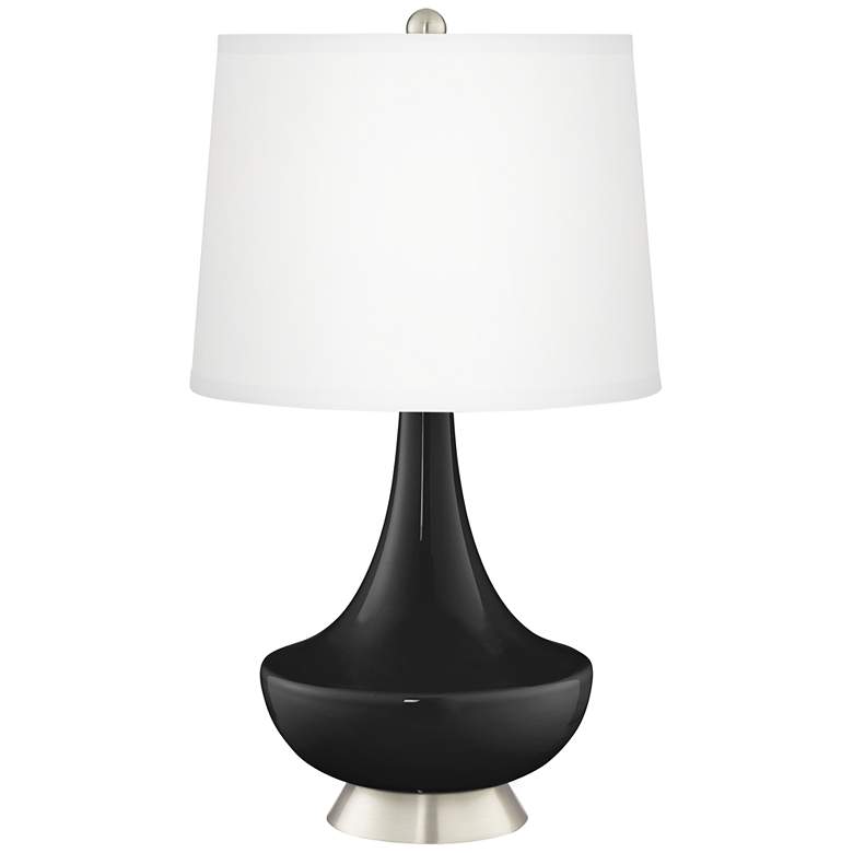 Image 2 Tricorn Black Gillan Glass Table Lamp with Dimmer
