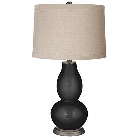 Image1 of Tricorn Black Linen Drum Shade Double Gourd Table Lamp