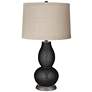 Tricorn Black Linen Drum Shade Double Gourd Table Lamp