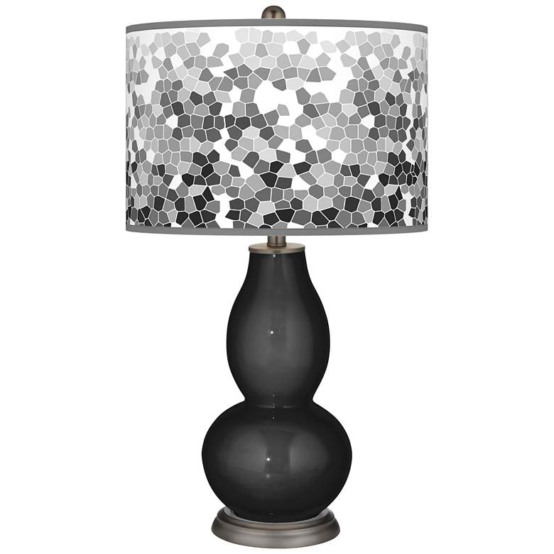 Image 1 Tricorn Black Mosaic Giclee Double Gourd Table Lamp