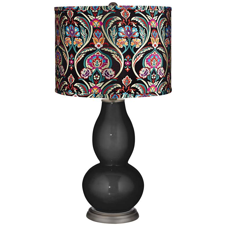 Image 1 Tricorn Black Multi-Color Embroidered Double Gourd Table Lamp