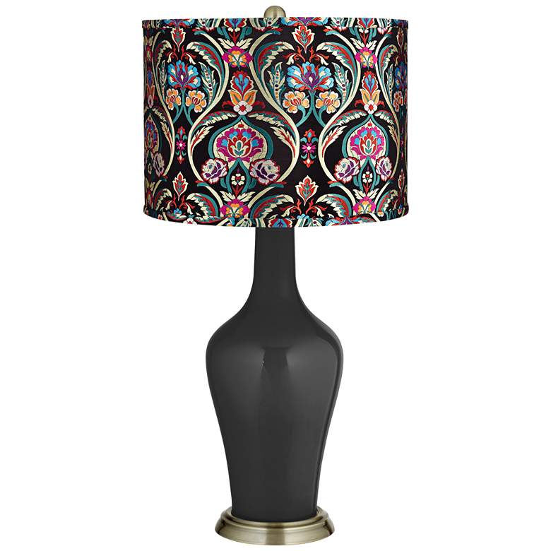 Image 1 Tricorn Black Multi-Color Embroidered Shade Anya Table Lamp