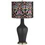 Tricorn Black Multi-Color Embroidered Shade Anya Table Lamp