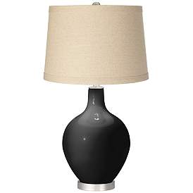Image1 of Tricorn Black Oatmeal Linen Shade Ovo Table Lamp