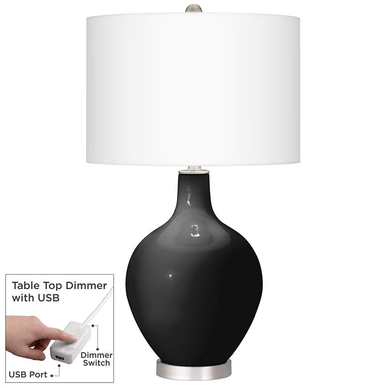 Image 1 Tricorn Black Ovo Table Lamp With Dimmer