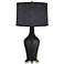 Tricorn Black Patterned Gray Shade Anya Table Lamp