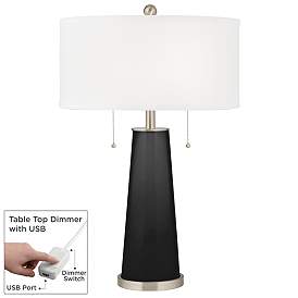 Image1 of Tricorn Black Peggy Glass Table Lamp With Dimmer