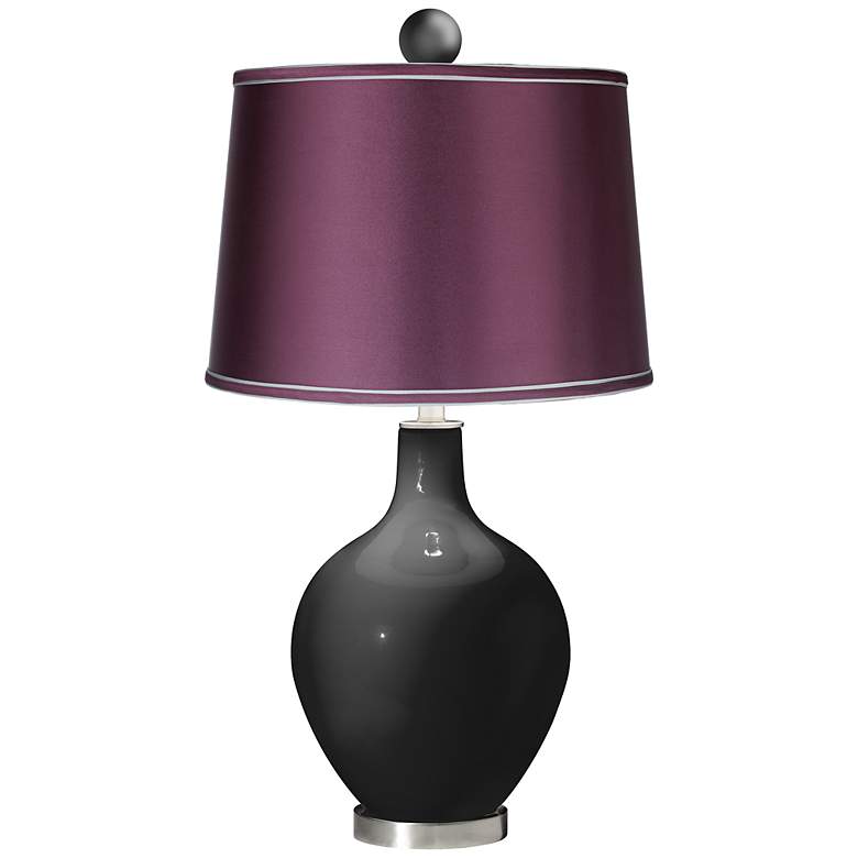 Image 1 Tricorn Black - Satin Eggplant Ovo Lamp with Color Finial