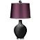 Tricorn Black - Satin Eggplant Ovo Lamp with Color Finial