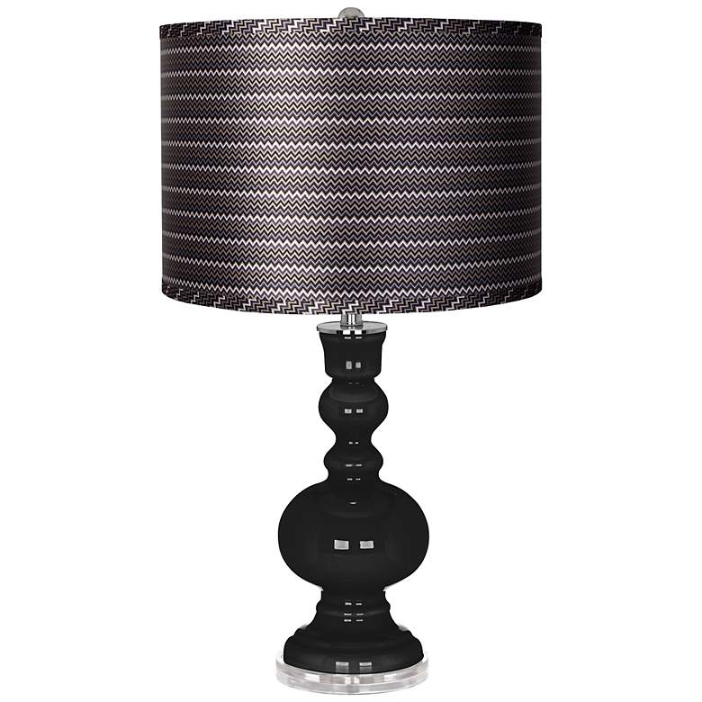Image 1 Tricorn Black - Satin Gray Zig Zag Shade Apothecary Lamp