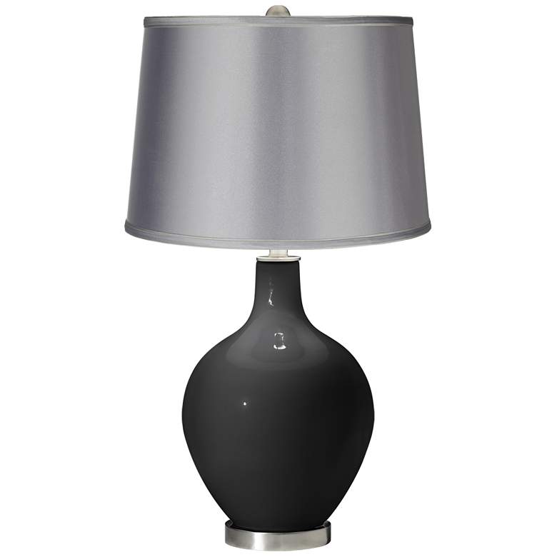 Image 1 Tricorn Black - Satin Light Gray Shade Ovo Table Lamp