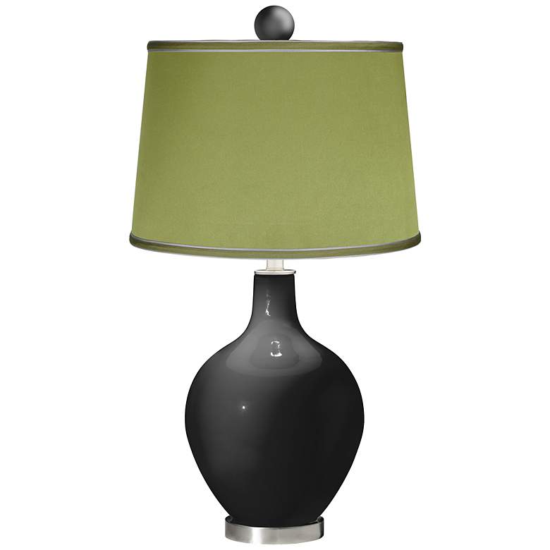 Image 1 Tricorn Black - Satin Olive Green Lamp with Color Finial