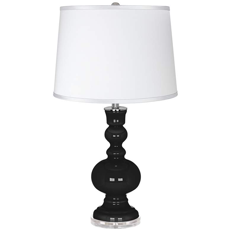 Image 1 Tricorn Black-Satin Silver White Shade Apothecary Table Lamp