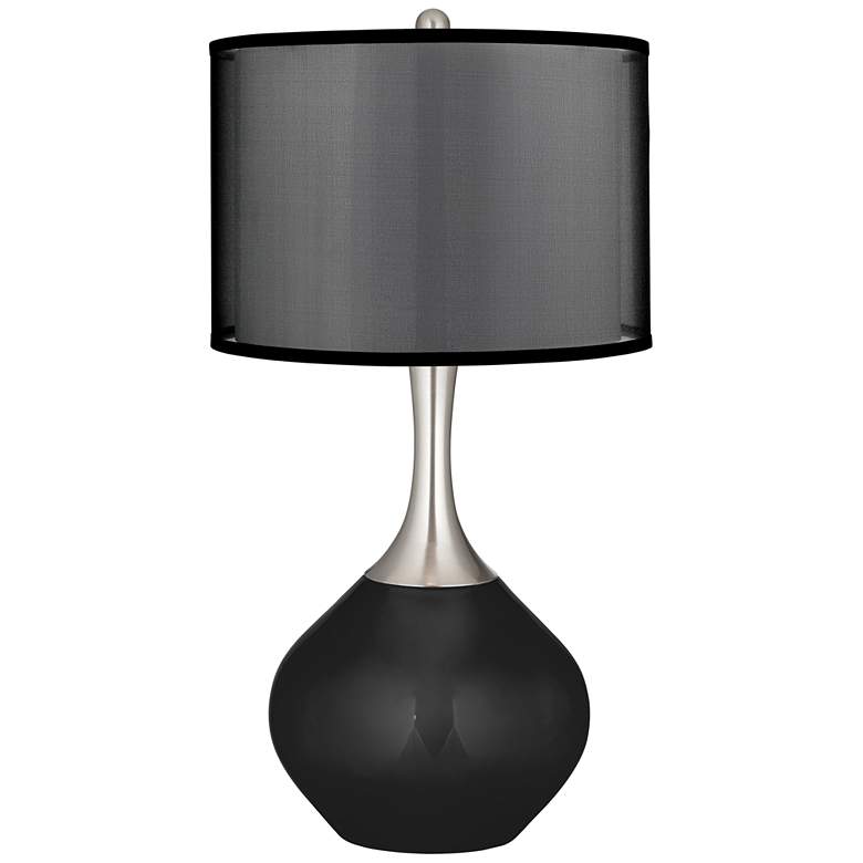 Image 1 Tricorn Black Spencer Table Lamp with Organza Black Shade