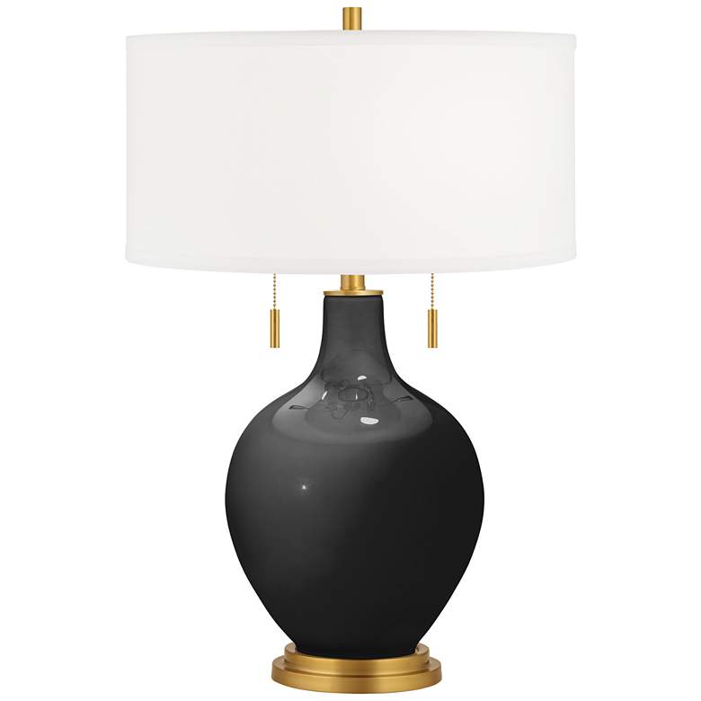 Image 2 Tricorn Black Toby Brass Accents Table Lamp with Dimmer