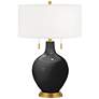 Tricorn Black Toby Brass Accents Table Lamp with Dimmer