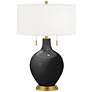 Tricorn Black Toby Brass Accents Table Lamp