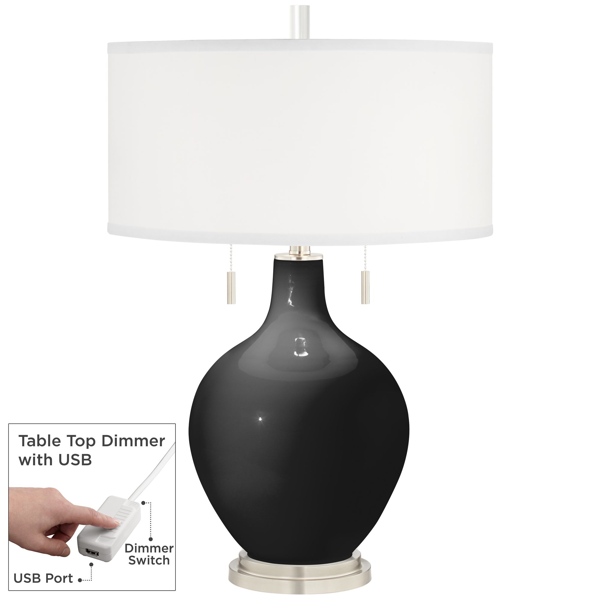 Image Tricorn Black Toby Table Lamp with Dimmer