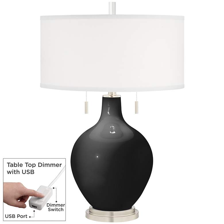 Image 1 Tricorn Black Toby Table Lamp with Dimmer