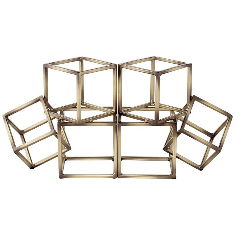 Image 3 Tricube Antique Brass Finish 7 1/2 inch High Geometric Bookends more views