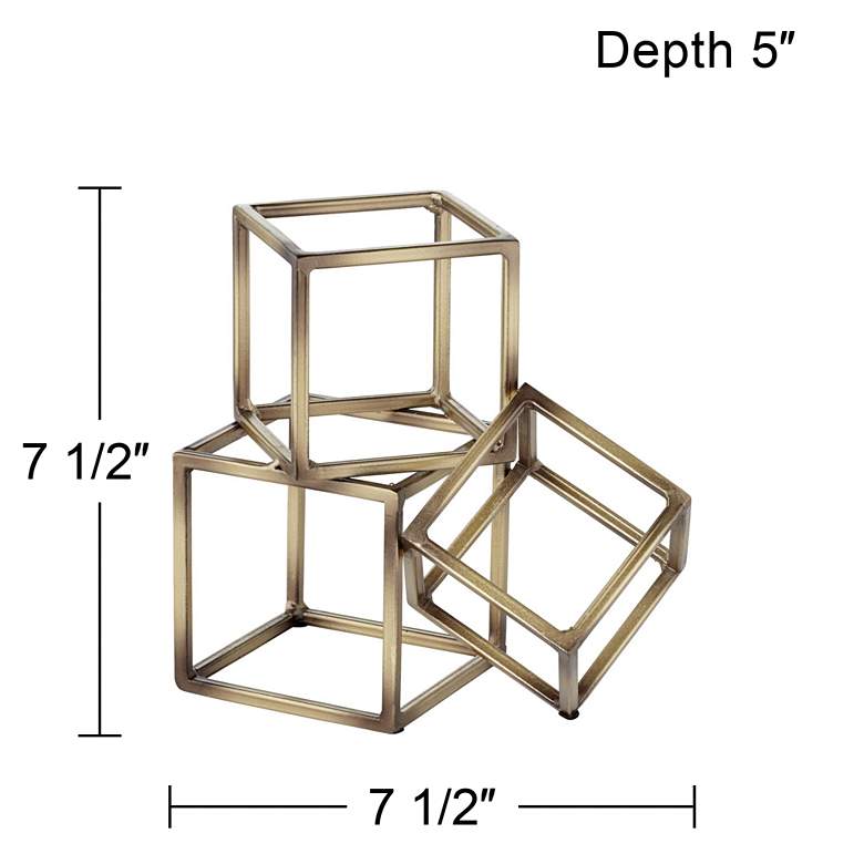 Image 7 Tricube Antique Brass Finish 7 1/2 inch High Geometric Bookends more views