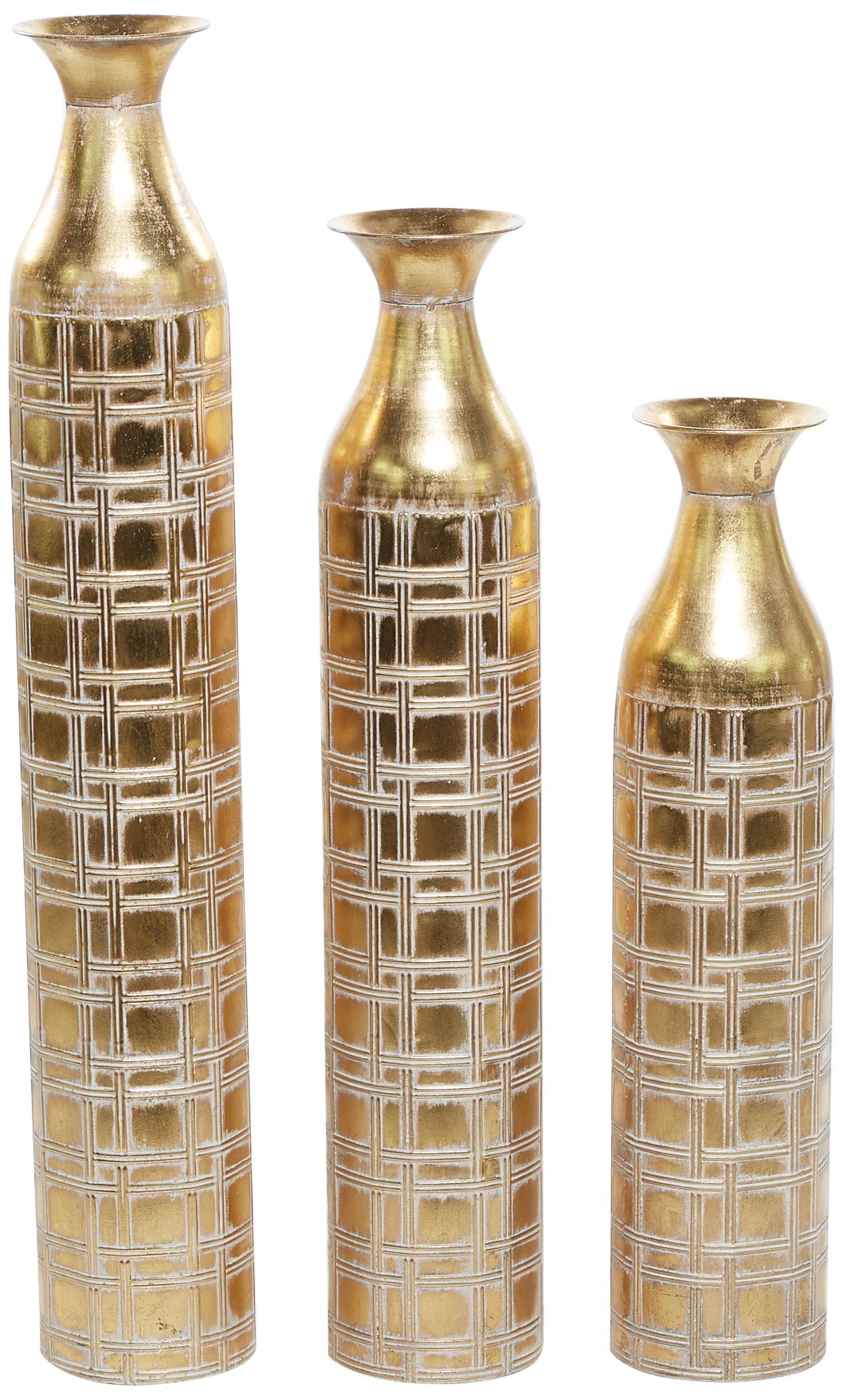 Image 2 Trieste 35 1/2" High Gold Metal Vase Set of 3