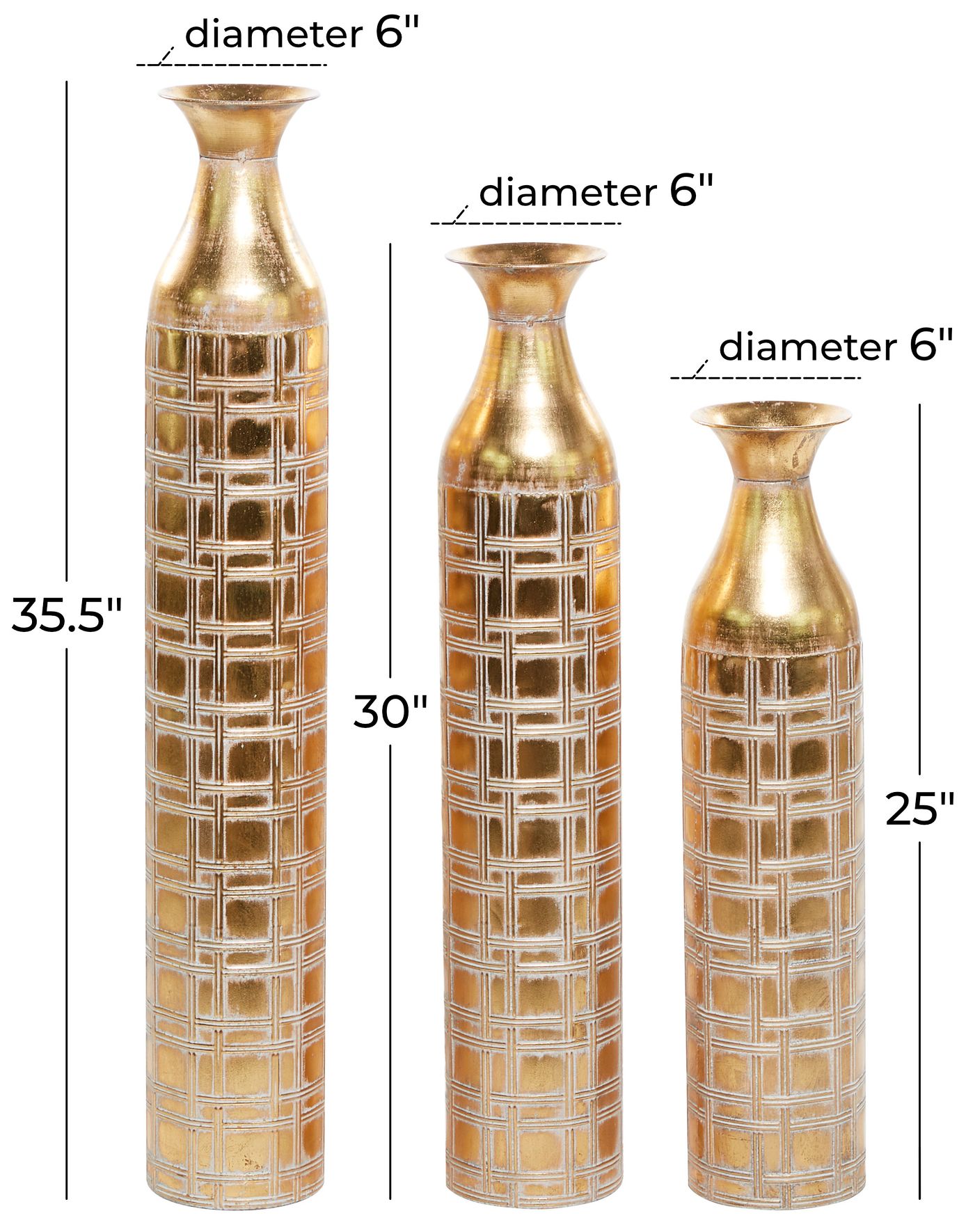 Image 5 Trieste 35 1/2" High Gold Metal Vase Set of 3 more views