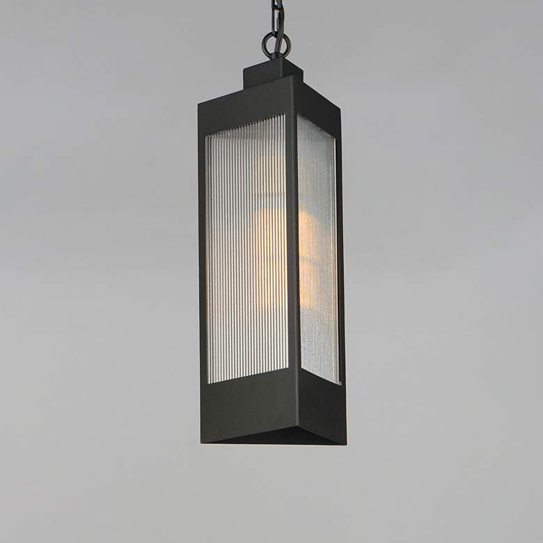 Image 3 Triform 7.5" LED Outdoor Pendant Black / Antique Brass more views