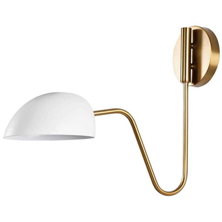 Image 1 Trilby; 1 Light; Wall Sconce; Matte White with Burnished Brass
