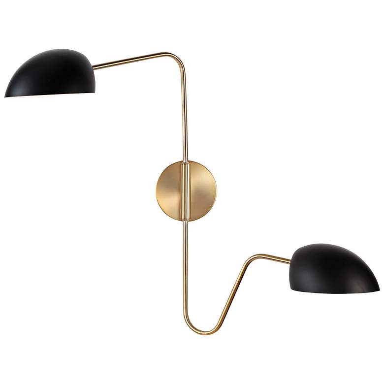 Image 2 Trilby 26"H Burnished Brass Matte Black 2-Light Wall Sconce
