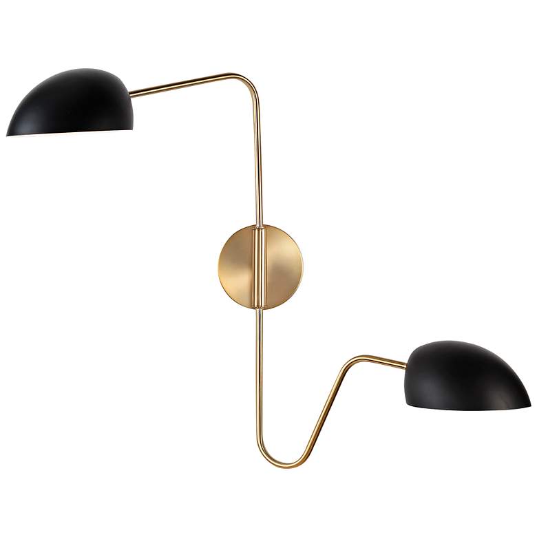 Image 1 Trilby 26 inchH Burnished Brass Matte Black 2-Light Wall Sconce