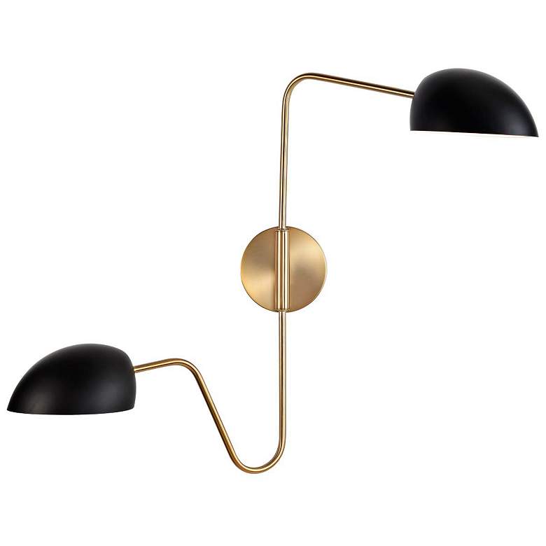 Image 4 Trilby 26"H Burnished Brass Matte Black 2-Light Wall Sconce more views