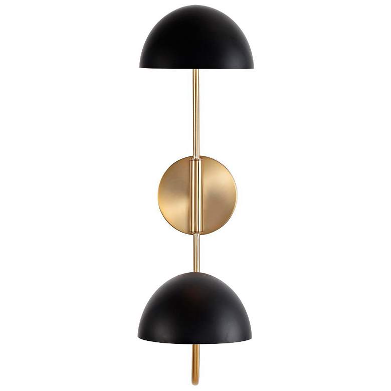 Image 6 Trilby 26"H Burnished Brass Matte Black 2-Light Wall Sconce more views